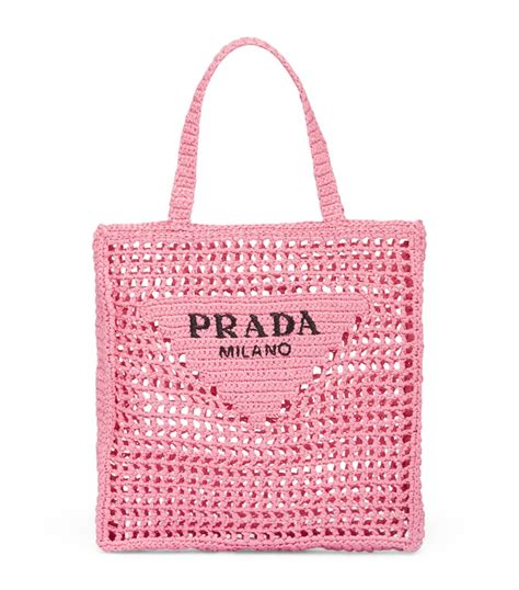 prada crochet bag pink|Prada small crochet tote bag.